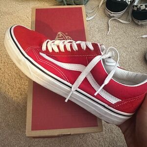 old skool racing red vans